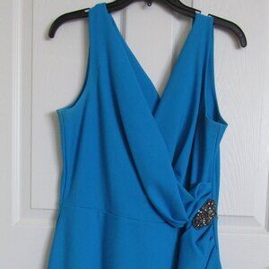 Elegant Blue Sleeveless Wrap Dress – Size 14